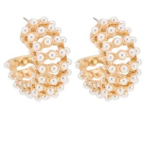 Wide & Pave Pearl Hoops